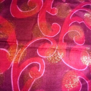 Red Curlicues Against a Burgundy Background Scarf